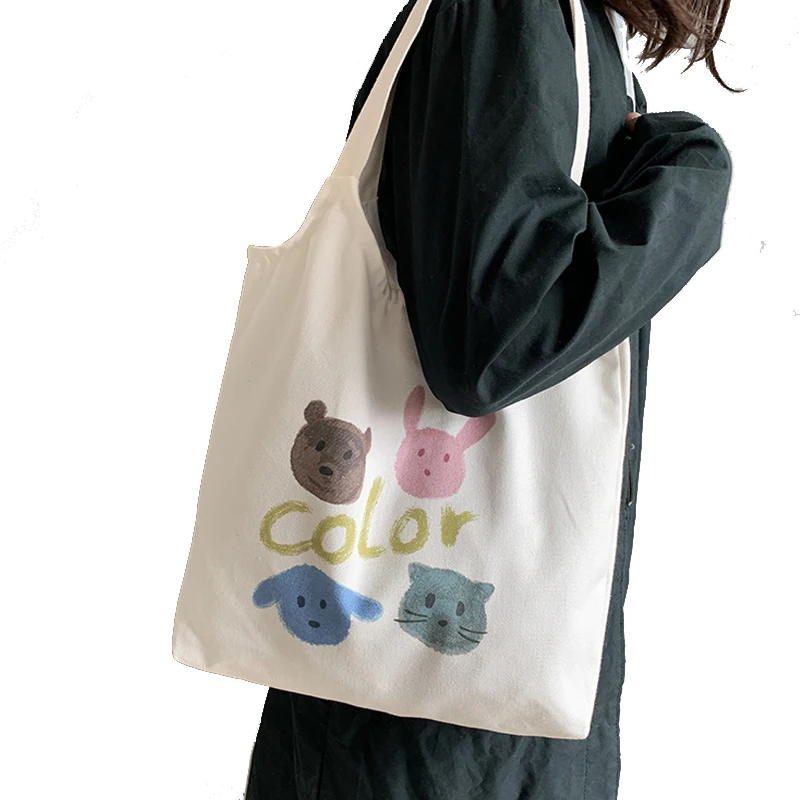 

Fashion Big Capacity Women Canvas Bags Cute Printed Girls Shoulder Bag Casual Large Cloth School Bag Simple Female Handbags