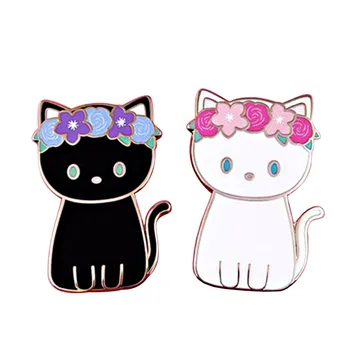 

Cute flower cat enamel pin set wonderful Valentine's day anniversary gift ideas