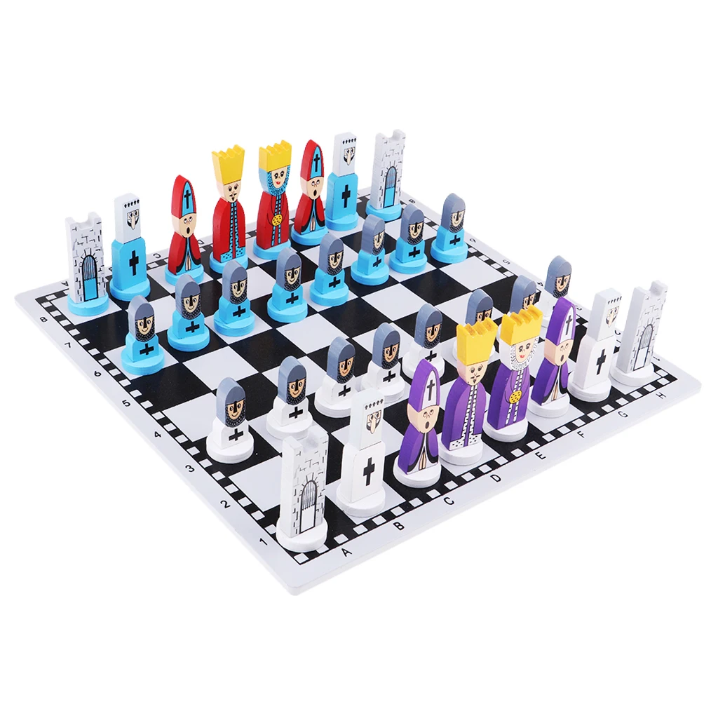 1 Set Travel Chess Set with Chess Board Educational Toys International Chess Chessman for Kids and Adults for Chess Games 