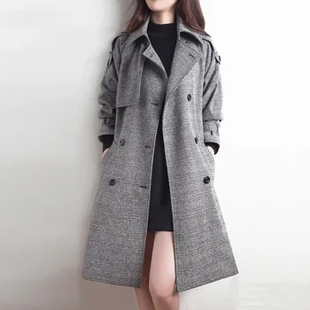 

2020 Long Overcoat Jas Dames Jassen Winter England Windbreaker Loose Black Womens Coat Manteau Femme Hiver Coats Casaco Feminino