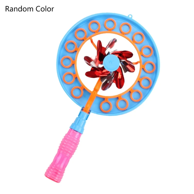 

Pinwheel Bubble Maker Outdoor Play Toy for Kids Toddler with 15Hole Blower Rich Bubbles Blowing Backyard Activity Game