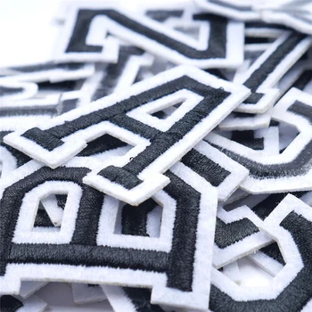 

A-Z 1PC Black and white English Alphabet Letter Mixed Embroidered Iron On Patch For Clothing Badge Paste For Clothes Bag Sewing