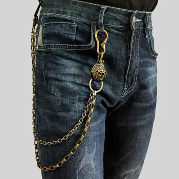 

Retro Brass Color Tow Layer Biker Mens Key Wallet Chain D97L