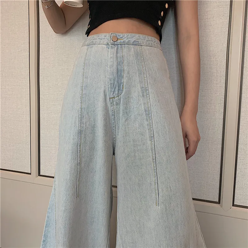 Boho клеш с кисточками, высокая талия, тонкие сексуальные широкие ноги, свободные женские сексуальные модные штаны, колокольчики, корейские одноцветные джинсы, винтажные Длинные
