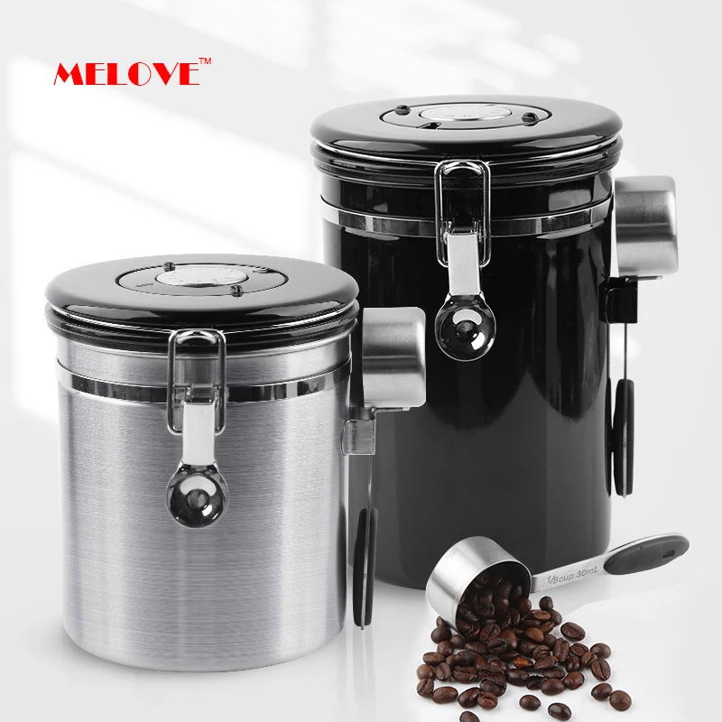 

Coffee Canister Stainless Steel Sealed Tank Storage Tank Moisture-proof Coffee Bean Milk Powder Jar Kitchen Grains Storage Box