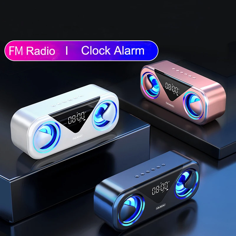 Портативный беспроводной Bluetooth-динамик светодиодный Будильник FM-радио сабвуфер