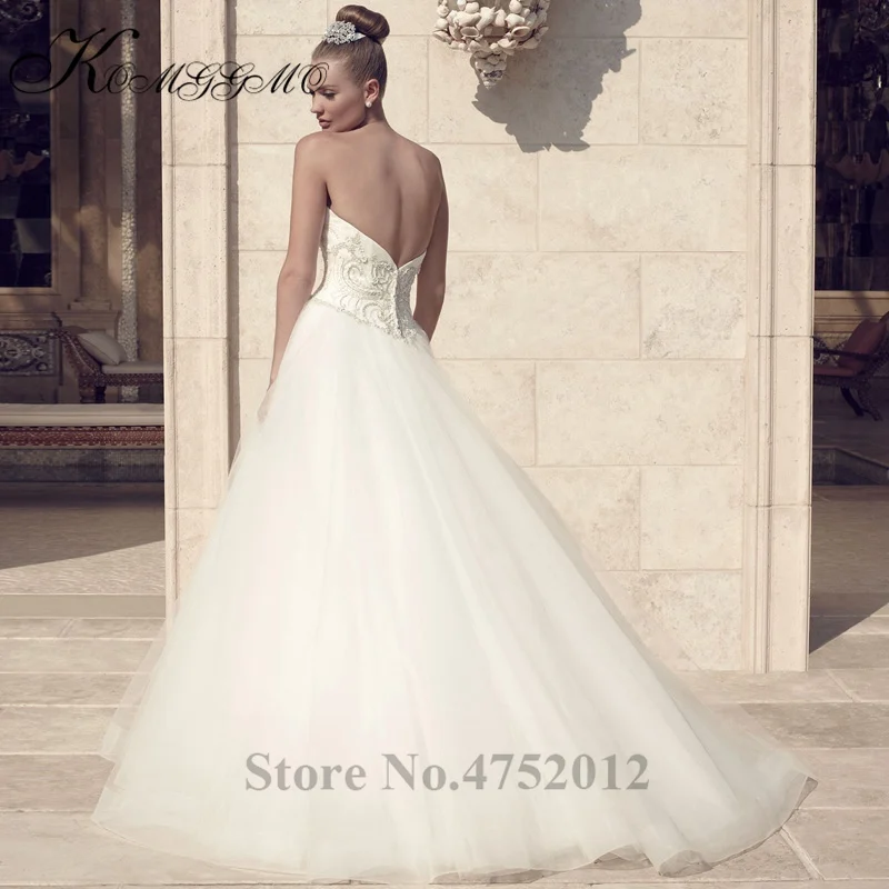 Vestidos De Novia Новое поступление свадебное платье без бретелек на заказ кружева аппликации с открытой спиной свадебное бальное платье
