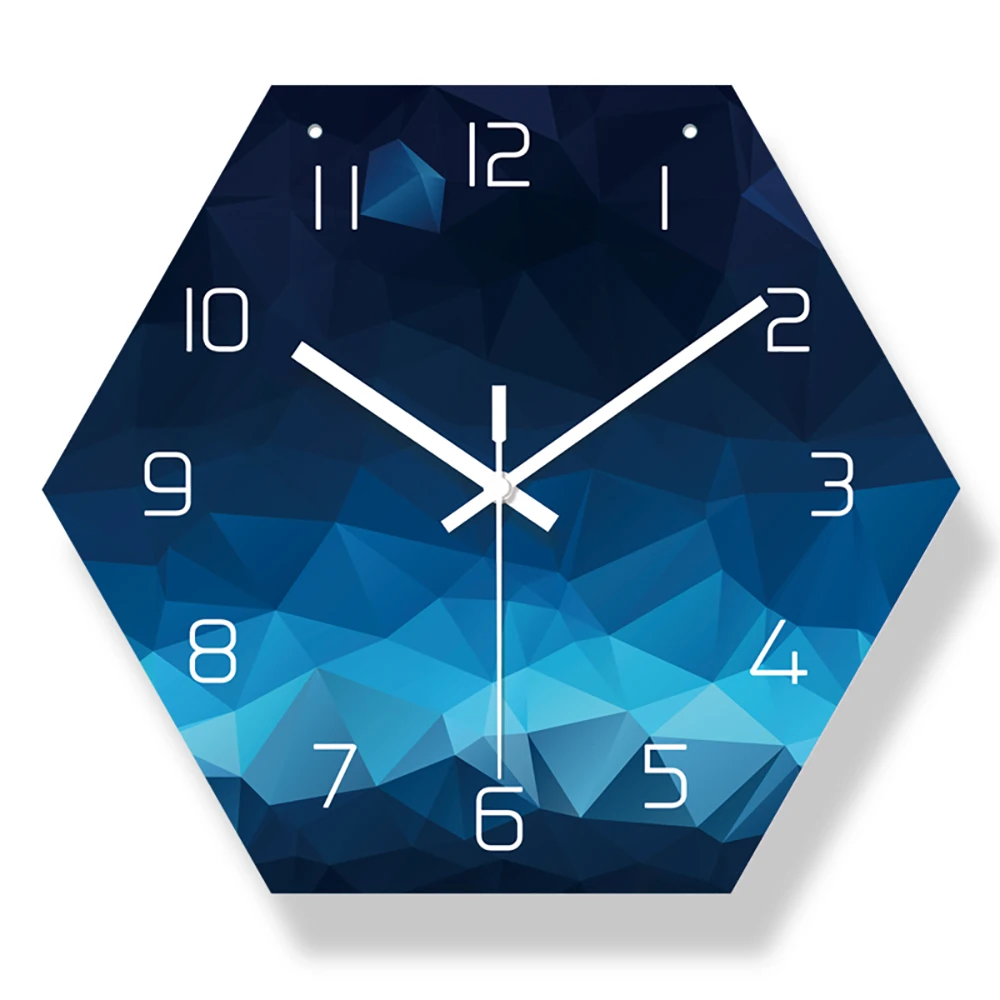 Silent Hexagon Big Wall Clock Beautiful Modern Design Abstract Style