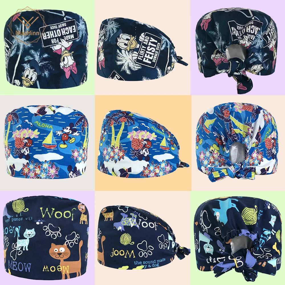 

Cotton Breathable Yellow-billed duck Print Pet Hospital Work Hats Surgical Caps Women Men Doctor Nurse Caps Beauty Pharmacy Hats
