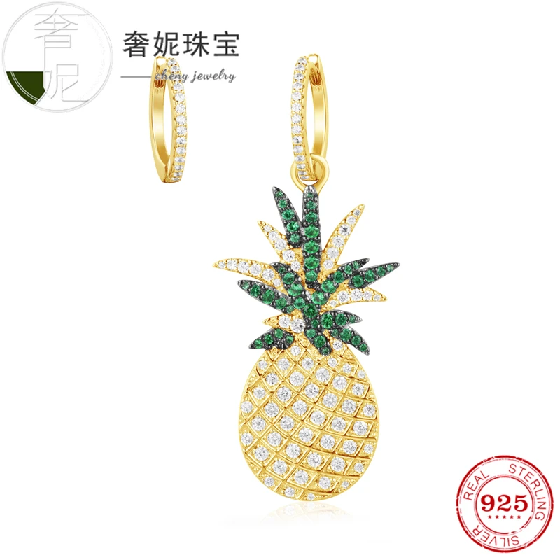

cheny fit s925 sterling silver earrings luxury design Fruit series pineapple shape sweet birthday gift for girlfriend womens