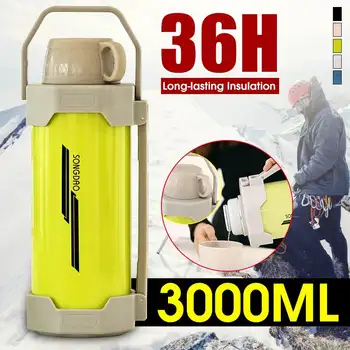 

3000ml Outdoor Large Capacity Stainless Steel Sport Bottle Vacuum Flask Insulated Water Bottle With Portable Handle Drinking Cup