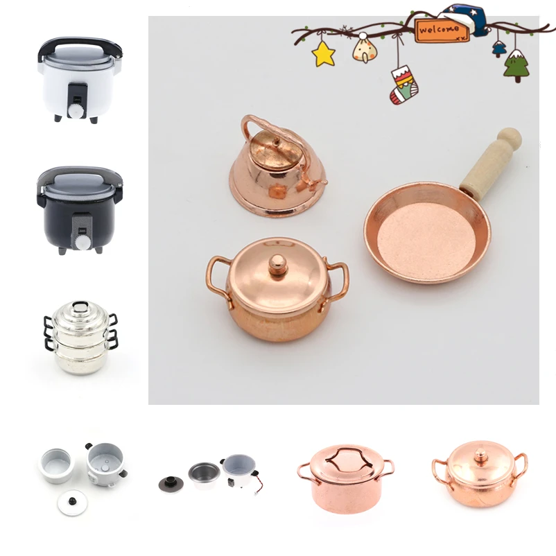 

Cute Kitchen Pot Rice Cooker 1/12 Dollhouse Miniature Kitchen Decoration for Children Kid Kitchen Toys Dollhouse Kitchenware
