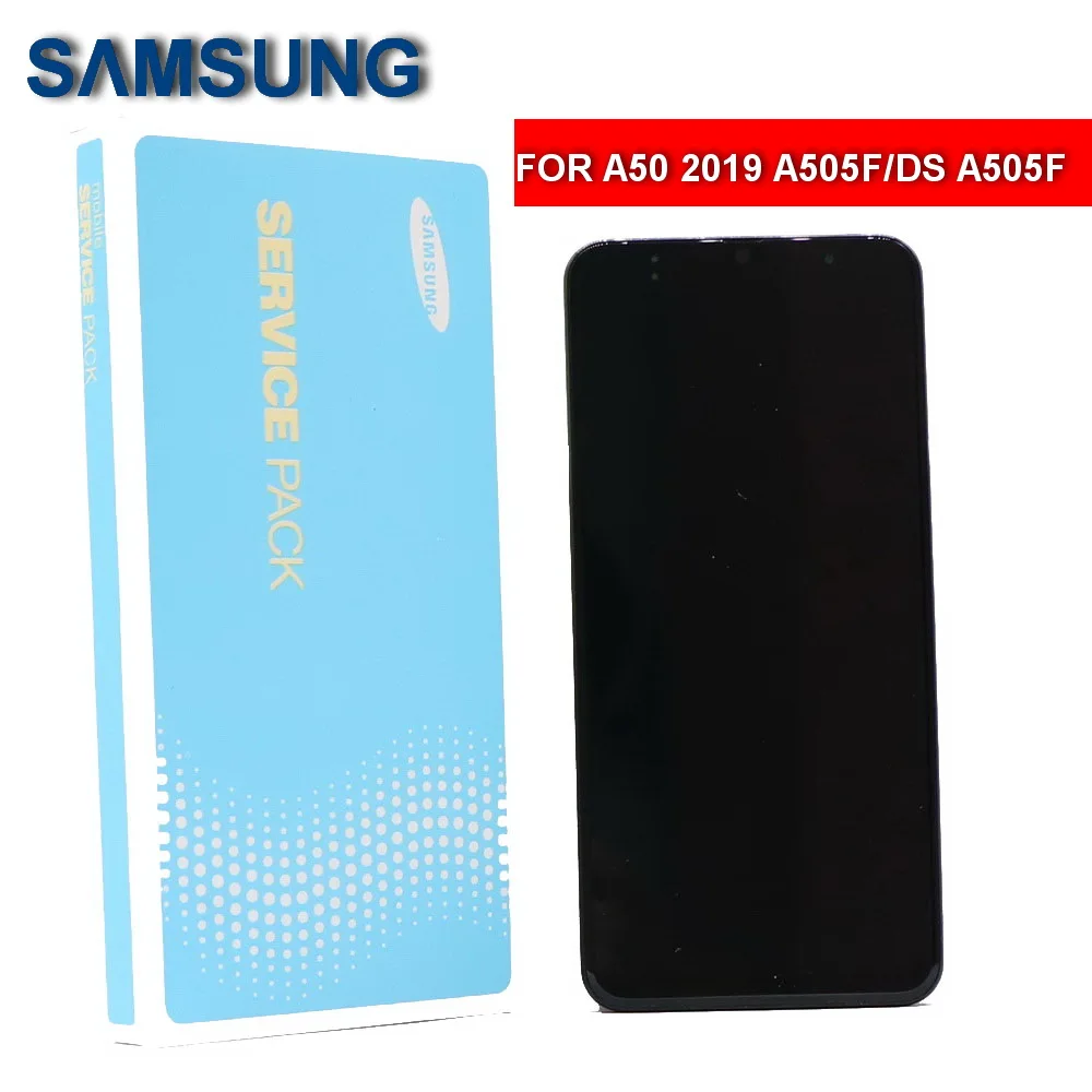 

100%6.4" Super AMOLED LCD For Samsung Galaxy A50 2019 A505F/DS A505F A505FD A505A LCD Touch Screen Digitizer Assembly with Frame