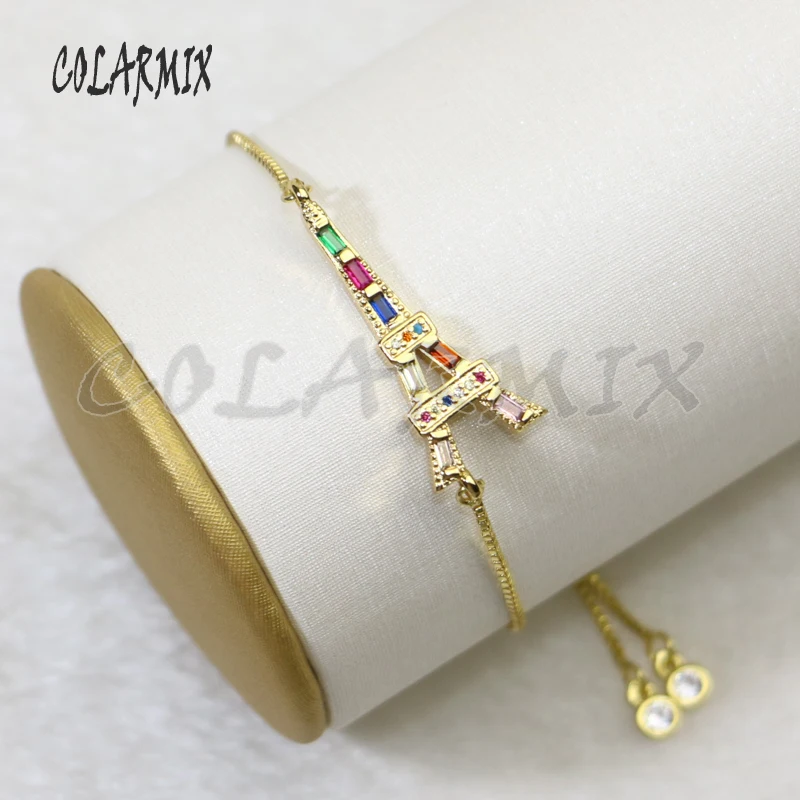 10 шт. браслеты в форме башни радужные хрустальные браслеты с подвесками хрустальные аксессуары соединители браслеты для женщин 5730