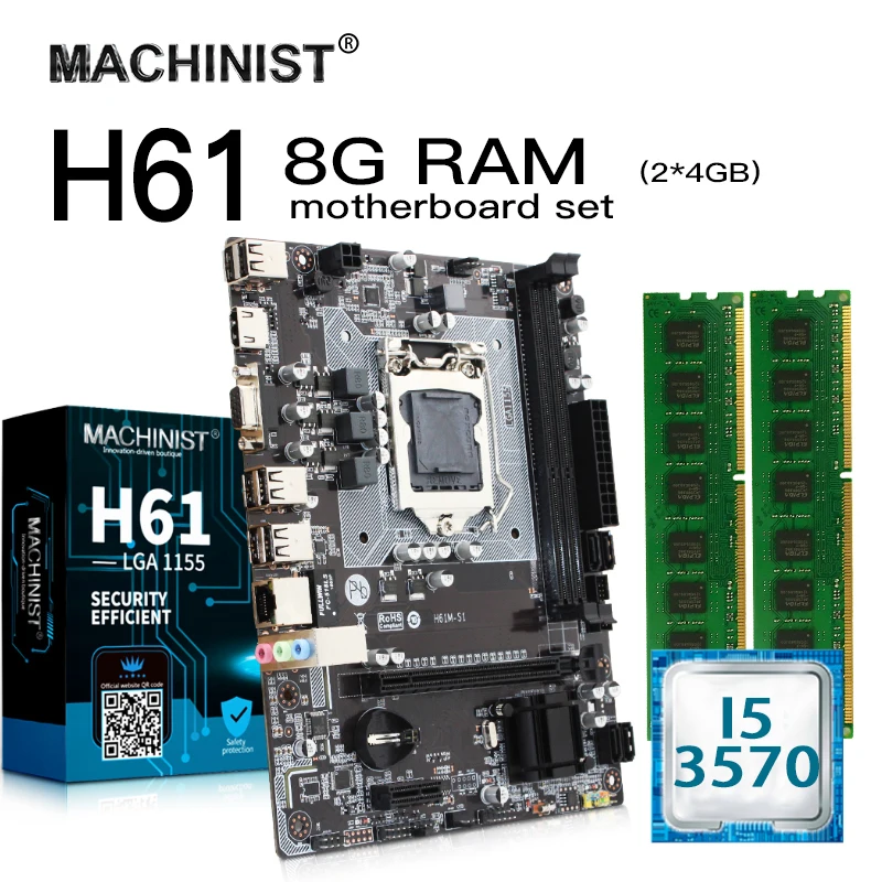 Комплект материнской платы H61 LGA 1155 для настольных ПК H61M S1 с процессором Intel I5 3570