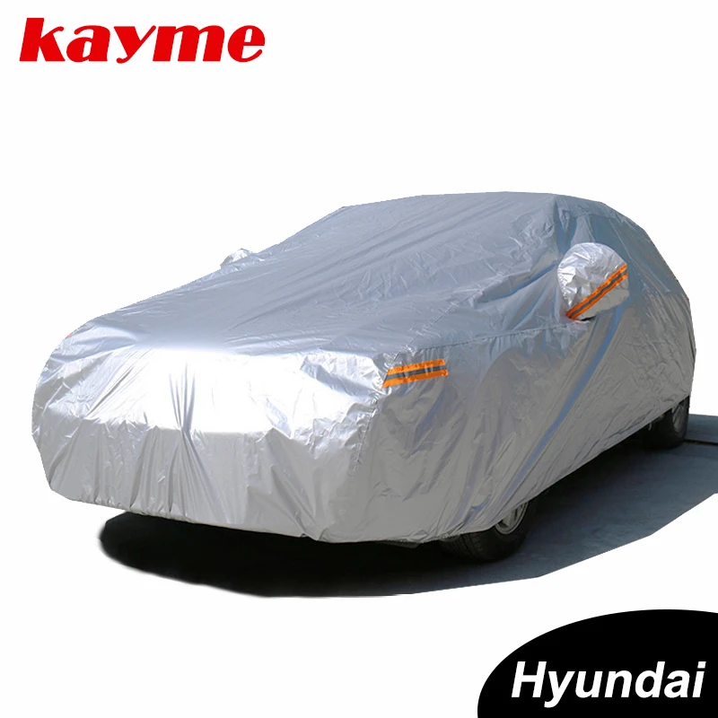 Kayme Waterproof full car covers sun dust Rain protection for Hyundai solaris ix35 i30 tucson Santa Fe accent creta i20 ix252017 custom plates