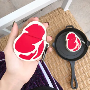 

For Airpods Case,3D Creative Beef Food Case For Airpods 1/2 Case Silicone Earphone Cover For Apple Airpods Case For Teens