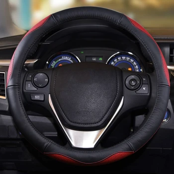 

38cm Sport car steering wheel cover case for Toyota YARIS VIOS COROLLA ALTIS PRIUS car genuine leather accessories