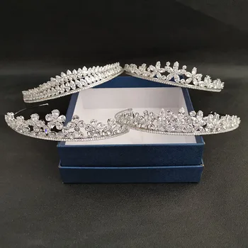 

SLBRIDAL Copper Pave Setting Cubic Zirconia Wedding Tiara Bridal Queen Princess Pageant Party CZ Crown Bridesmaids Women Jewelry