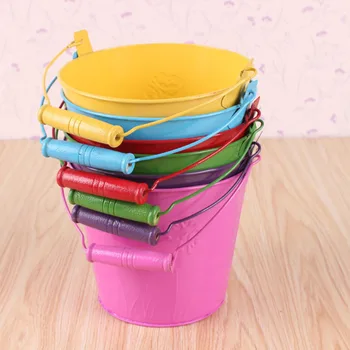 

1 PC Kids Beach Bucket Gardening Galvanized Toilet Iron Play Sand Barrel Toy Baby Shower Bath Toy SandSand outdoor play Water To