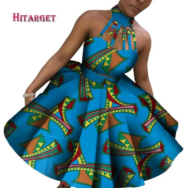 

New Arrival Top and Straight Skirt Sets African Wax Print 2 Pieces Skirt Set for Women Bazin Riche African Style Clothing WY3838