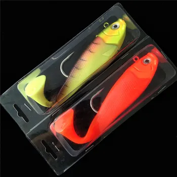 

Swolfy 2pcs 20cm 300g Lead Jig Head red yellow Soft bait with Fishing Hook Swimbaits fishing Tackle Pesca Soft Fishing Lure