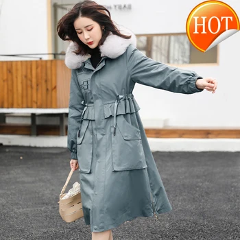 GĂŒnstige Mantel Echtpelz Frauen Kaninchen Pelz Liner Parka Winter Mantel Frauen Windjacke Frauen Kleidung Abrigos Mujer Invierno 2020 FX551 YY714