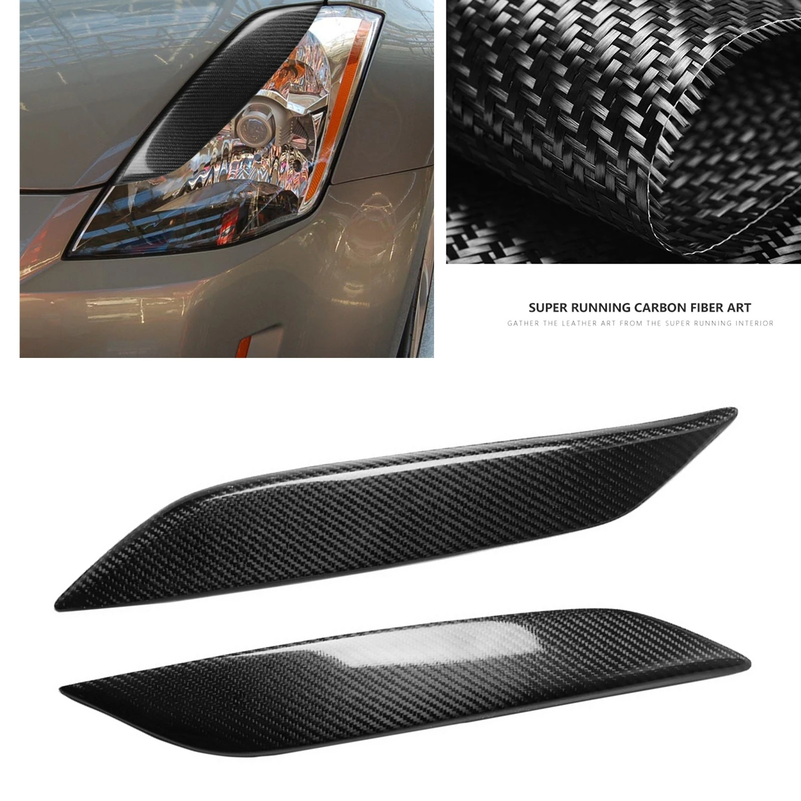 

Налобный фонарь, налобный фонарь для Nissan 350Z Z33 Coupe 2-Door 2003-2009, передняя головка из углеродного волокна, Рабочая лампа, накладка на бровь