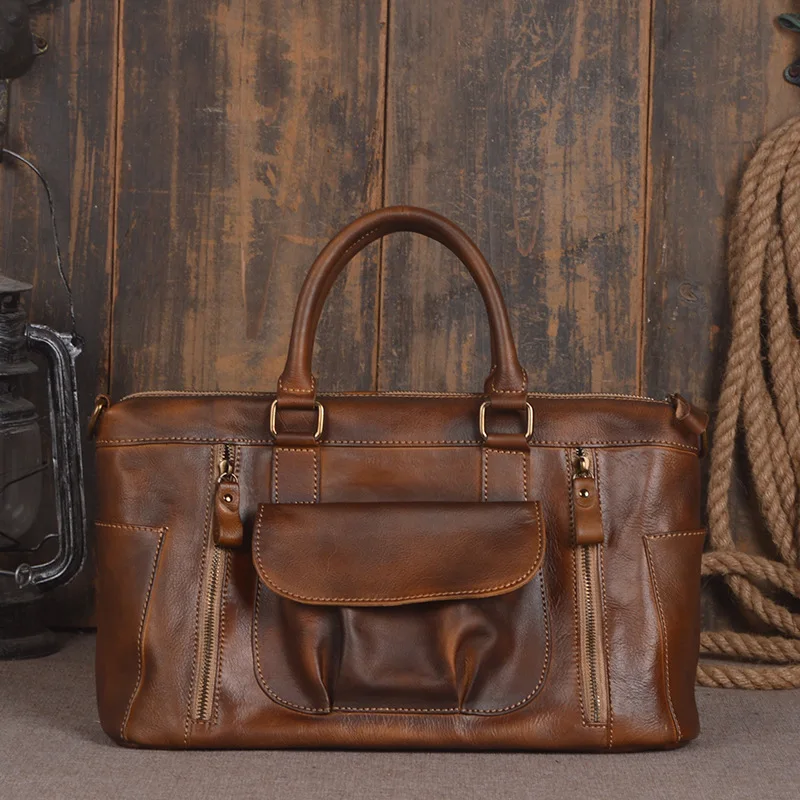 

Men Cowhide Casual Travel Shoulder Bag Carry on Duffle Tote Bag Large Weekend Bag Large Capacity Hand Luggage Bag Overnight