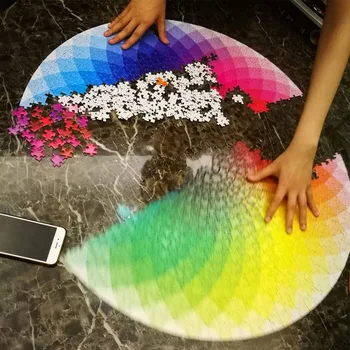 

2020 Cardboard Puzzles 1000Pcs/Set Kids Adults Cardboard Colorful Round Jigsaw Puzzles Rainbow Palette Intellectual Game