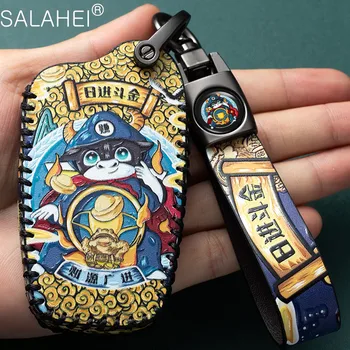 

Leather Car Key Cover Case For Toyota Camry Prado 2017 2018 CHR Auris Avensis Prius Corolla RAV 4 Aygo Land Cruiser 200 Crown