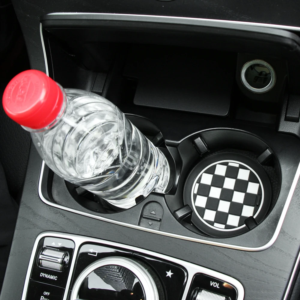 2PC Silicone Black Car Auto Water Cup Slot Non-Slip Rubber Mat Accessories car protective pad car interior accessories