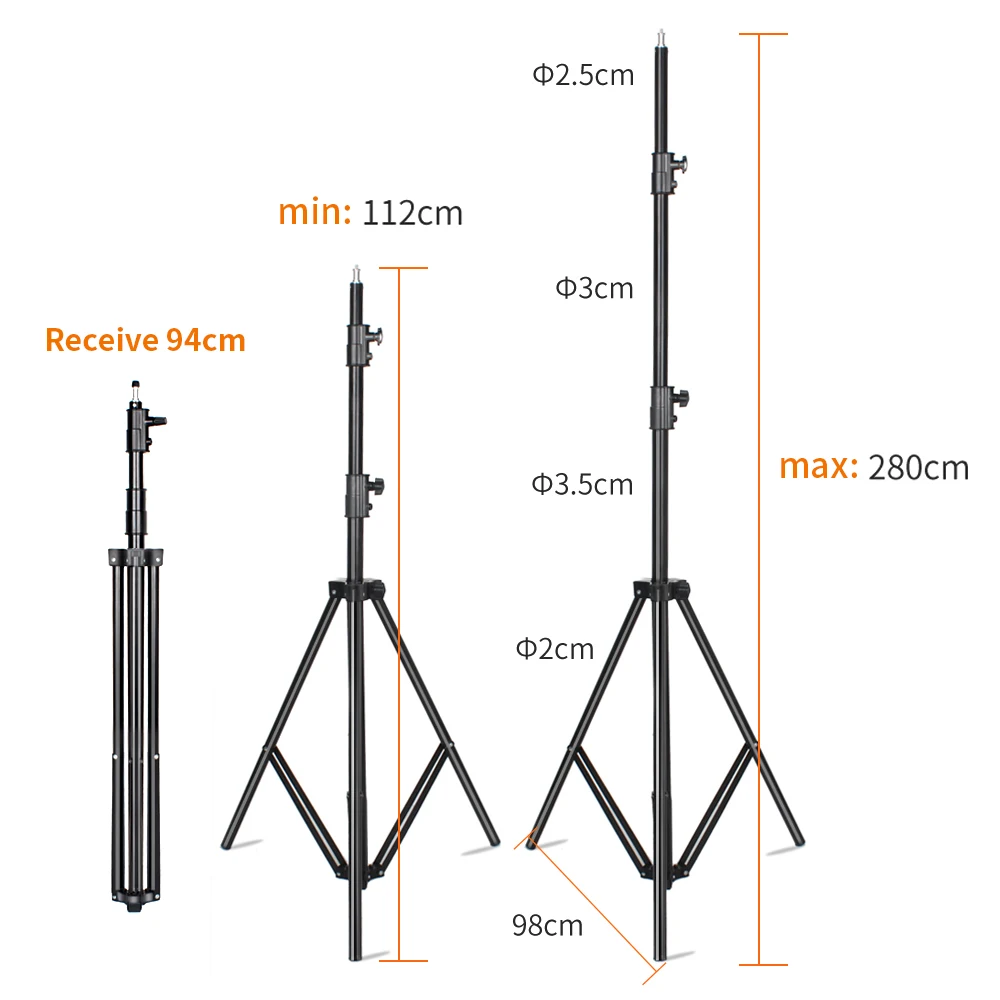 Godox 280cm 2.8m 9FT 프로 헤비 듀티 라이트 스탠드 (프레넬 텅스텐 조명, TV 방송국 스튜디오, 사진 스튜디오 삼각대용)