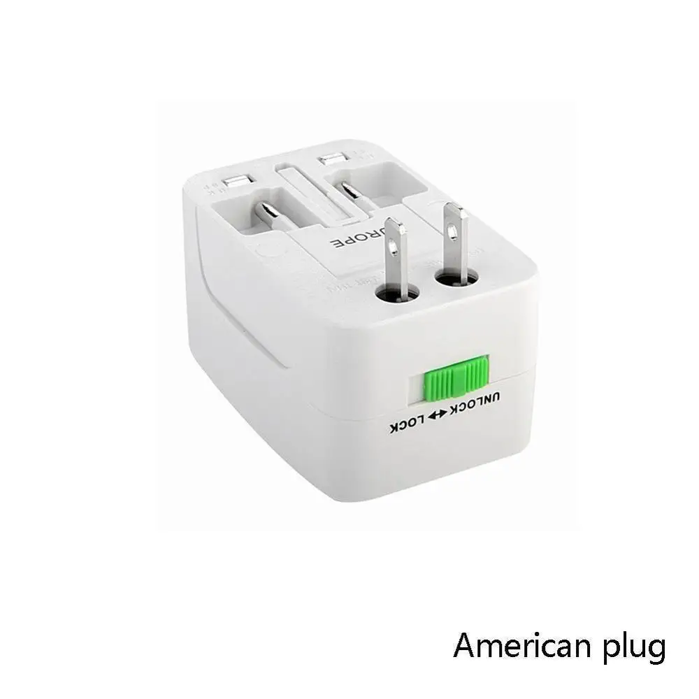 All in One Universal International Plug Adapter 2 USB Port World Travel AC Power Charger Adaptor with AU US UK EU converter Plug