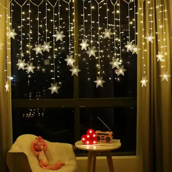 

1pcs 96LED Light String Snowflake Curtain Light Icicle Lamp Strings Decors Lighting Romantic DIY Christmas Party Decoration