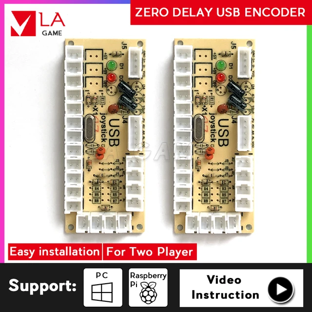 Controlador Do Codificador 2 Jogadores Do Joystick Da Placa Do Atraso De  Zero De Usb Com Cabo Do Botão Jogo De Diy - Jogos Operados Por Moedas -  AliExpress