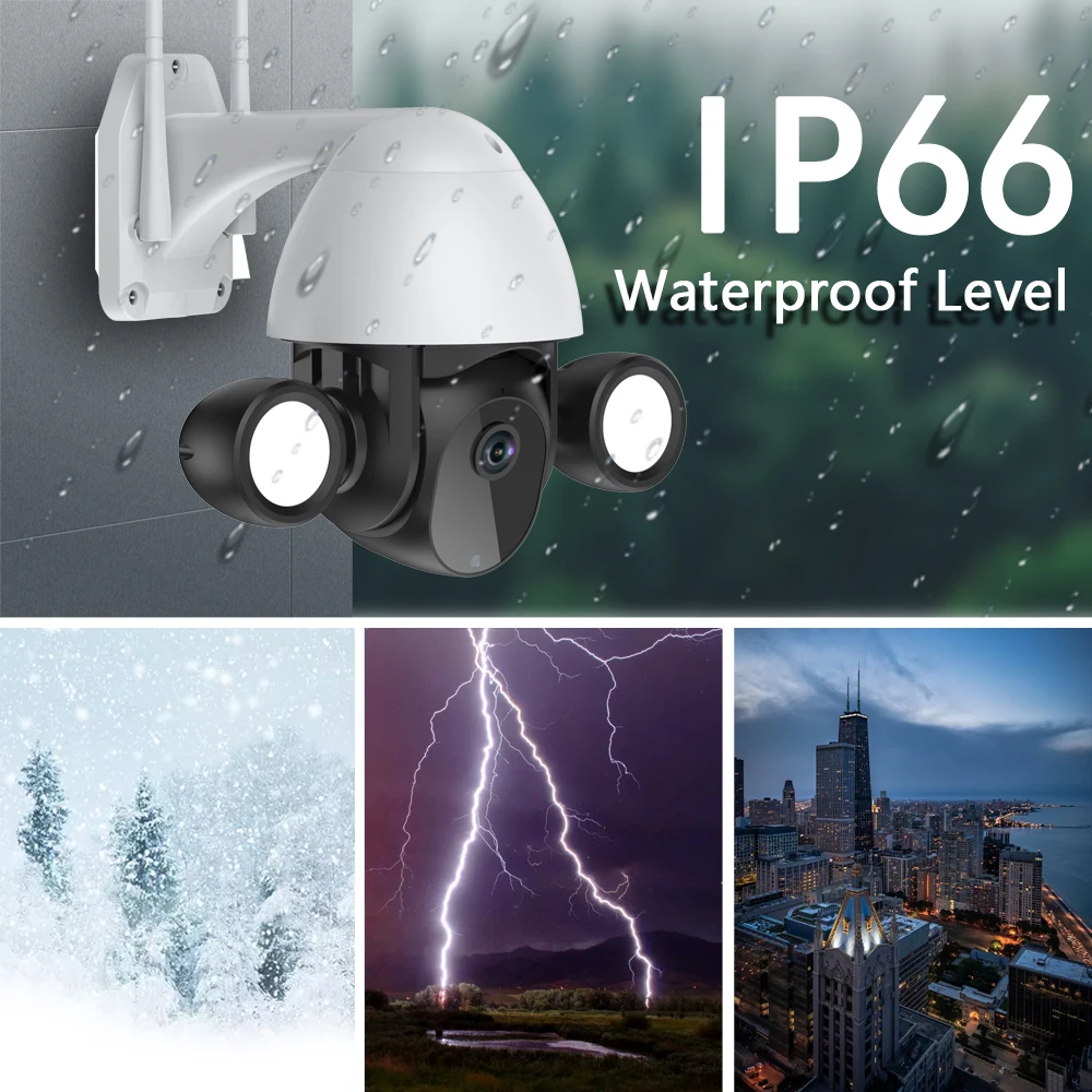 3MP Surveillance Cameras With WIFI IP Video Recorder Smart Floodlight Garden Security CCTV Videcam PTZ IR IP66 AI Auto Tracking