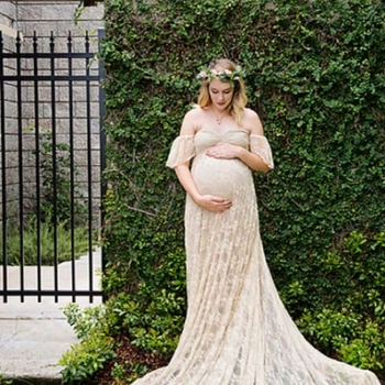 

Summer Pregnancy Clothes Maternity Photo Shoot Dress Lace Baby Shower Dress Ruffles Sleeve Maternity Gown Robe De Grossesse