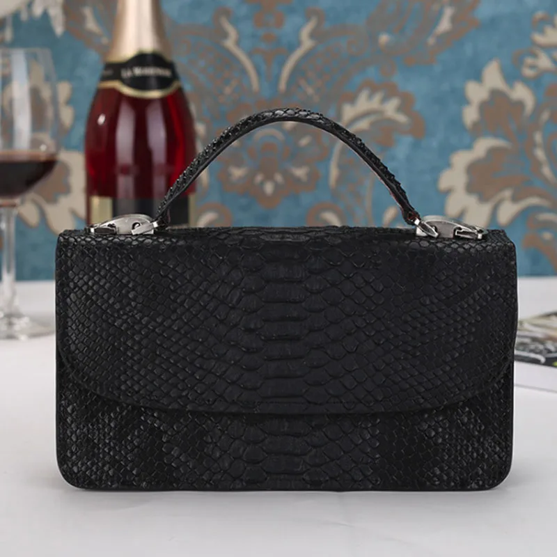 Индивидуальная модная сумка через плечо из искусственной кожи Змеиный узор переносная сумочка на цепочке переносная сумочка-кошелек питоновая сумка - Цвет: black