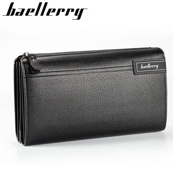 

Baellerry Men PU Leather Lichee Pattern Long Zipper Wallet Money Coin Purses Phone Pocket Pochette Male Clutch Bag Card Holders