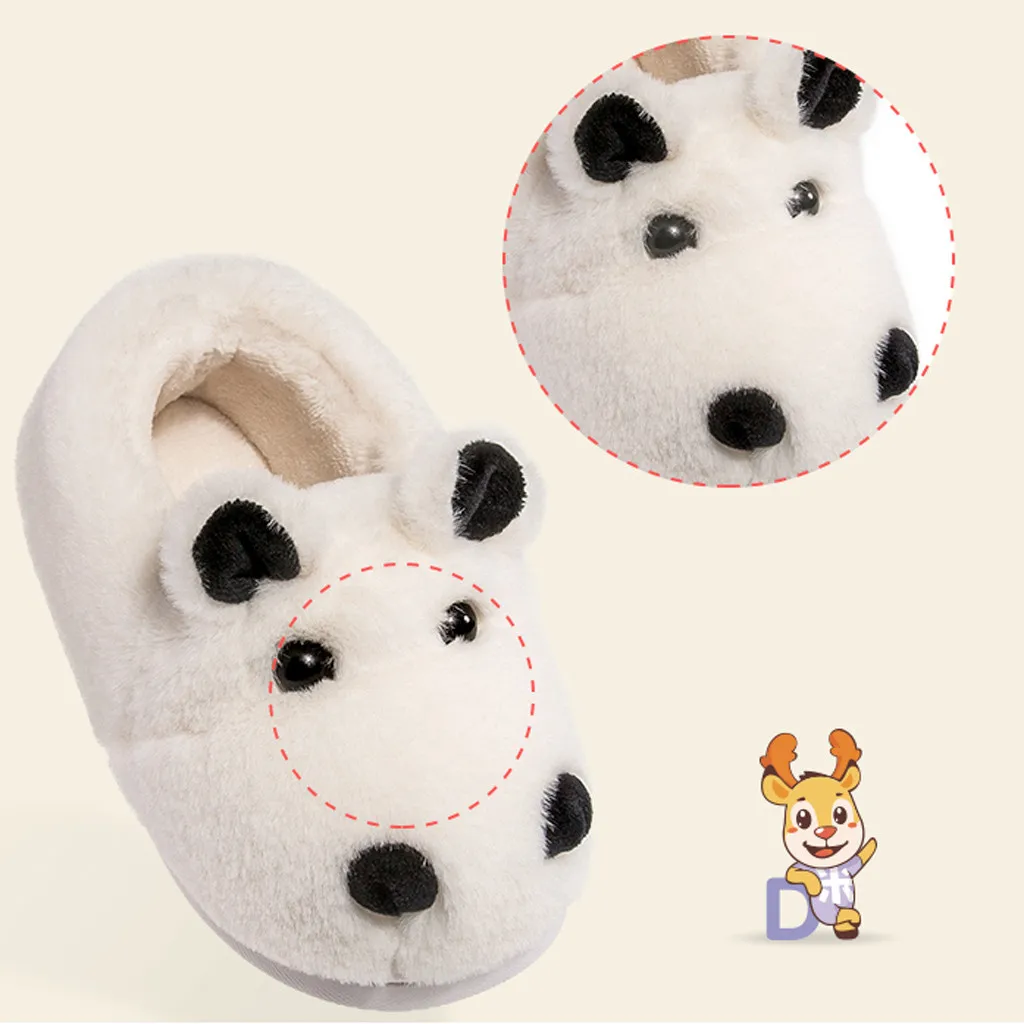 Children Kids Baby Girls Shoes Cute Indoor Cartoon Flock Winter Warm Casual Shoes Slip-on Solid Comfort Baby Slippers Girls