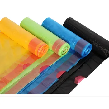 

4 Rolls 60pcs Household Eco-Friendly Garbage Bag Drawstring Type Thicken Disposable Kitchen Hotel Garbage Bags 45*55cm 4 Colors