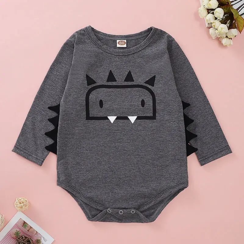 Новейшая осенняя одежда для новорожденных мальчиков Боди с динозавром и длинными рукавами, комбинезон для малышей, повседневная одежда для малышей Детский костюм