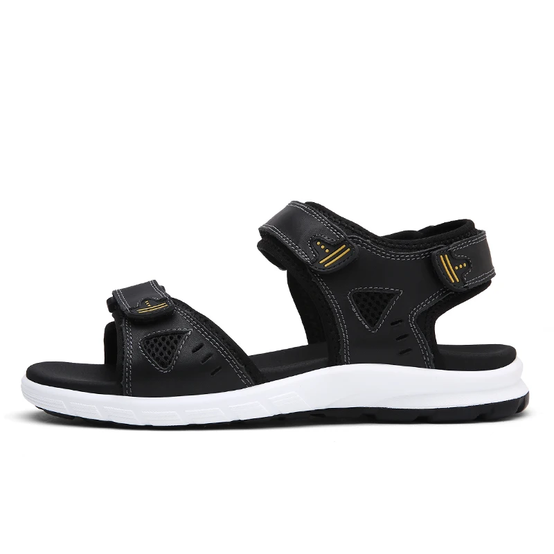 Новые пляжные сандалии мужские высококачественные прогулочные мужские сандалии Нескользящие летние туфли для мужчин, размеры 38-44, пляжные мужские кроссовки - Цвет: Black