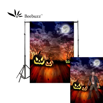 

Beebuzz photo background Halloween new product scary pumpkin head on moonlight background for Halloween party photography photo