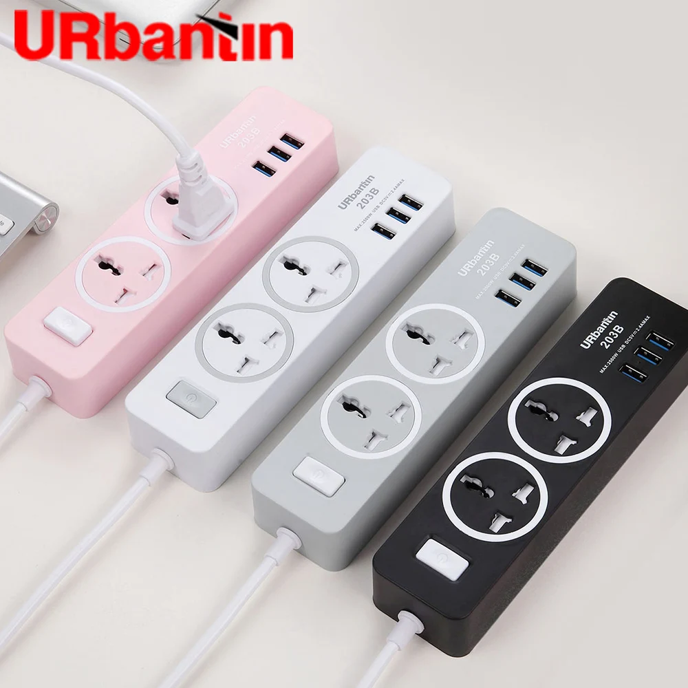 Urbantin 2AC & с 3 портами (стандарт общий выключатель Мощность полосы USB розетка смарт