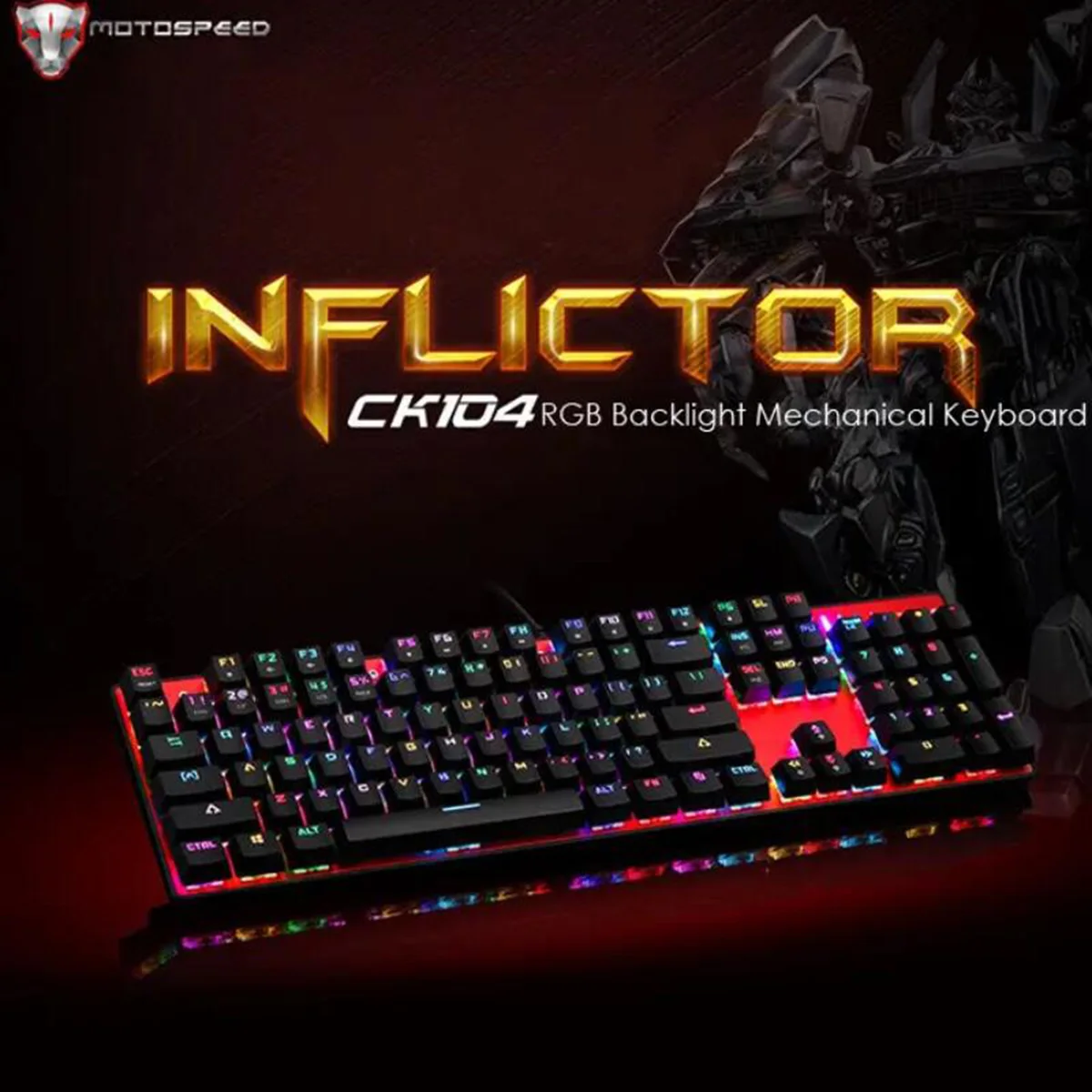 MOTOSPEED CK104 104 Key Gaming Keyboard Outemu Blue Switch USB Wired Colorful LED Backlit RGB Anti Ghosting For Computer Gamer