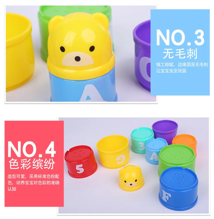 New Style Stacked Cup Rainbow Tower Baby Educational Early Childhood Baby Toys 1-3 Years Old Children Ring Retainer Cup Jenga