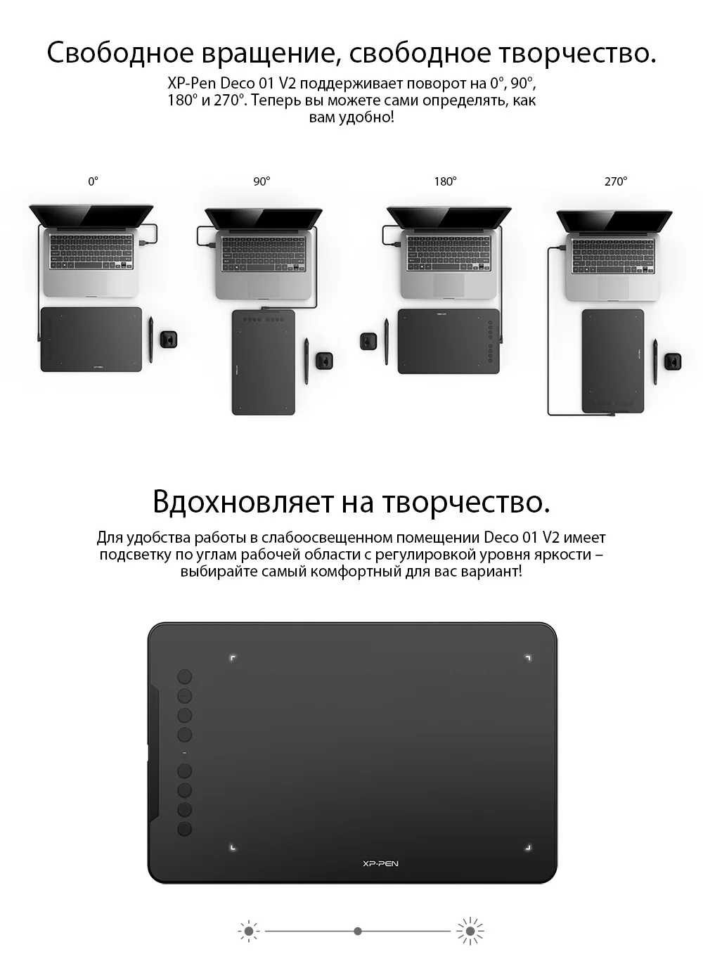 XP-Pen Deco 01 V2 графический планшет для рисования Цифровой с наклоном для Android и 8 клавиш быстрого доступа(8192 уровней давления) для начинающих