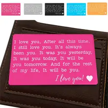 Бумажник с надписью, металлический зажим для карт, пара открыток, черный/синий/оранжевый/розовый/красный/серебристый, подарки на день Святого Валентина